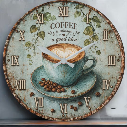 Coffee Is Always a Good Idea Große Wanduhr