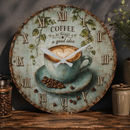 Coffee Is Always a Good Idea Große Wanduhr