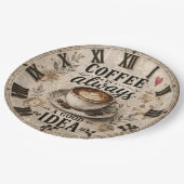 Coffee Is Always a Good Idea  Rustic Café Decor Pappteller (Schrägansicht)