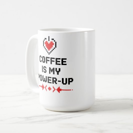 Coffee Is My Power-Up – Retro Gamer Coffee Mug Kaffeetasse (Vorderseite Links)