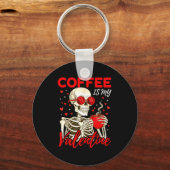 Coffee Is My Valentine Skeleton Funny Coffee Lover Schlüsselanhänger (Vorderseite)