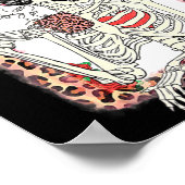 Coffee Is My Valentine Skeleton Messy Leopard Bun Poster (Ecke)