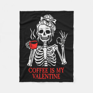 Coffee ist mein Valentins-Skelett Fleecedecke