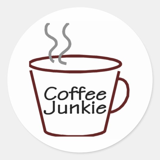 Coffee Junkie Runder Aufkleber (Vorderseite)