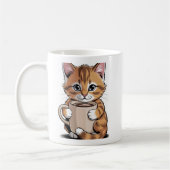 Coffee-Katze ☕🐱 – Süße Katze mit Kaffee-Design Kaffeetasse (Links)