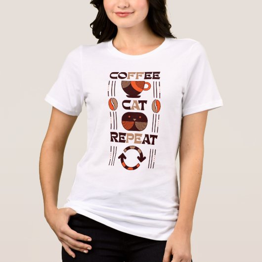 Coffee Katze Wiederholung Tri-Blend Shirt (Vorderseite)