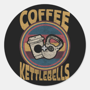 Coffee Kettlebells Funny Workout Fitness Bodybuild Runder Aufkleber