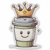 Coffee King Kawaii Aufkleber (Vorderseite)