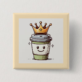 Coffee King Kawaii Button
