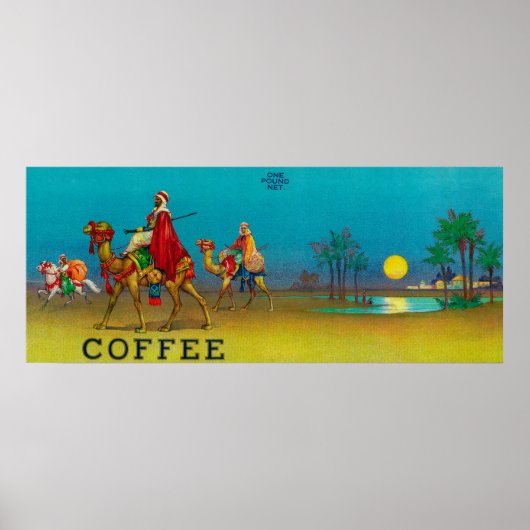 Coffee Label der Wüstenszene Poster (Vorne)