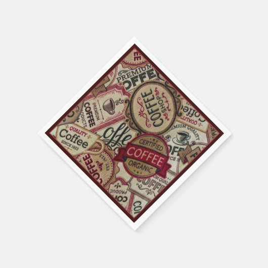 Coffee Labels Collage Napkins Serviette (Ecke)