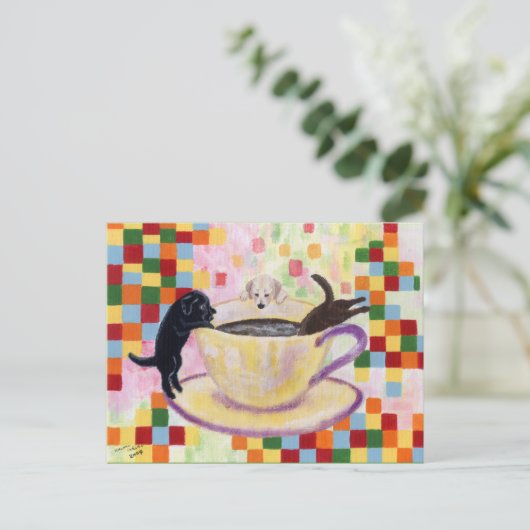 Coffee Labradors Postkarte (Stehend Vorderseite)