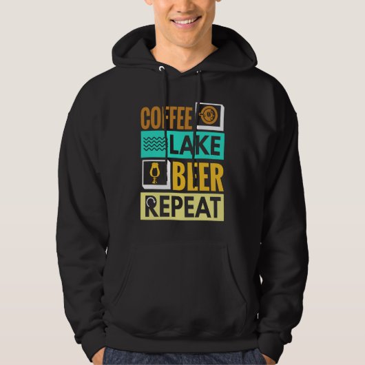 Coffee Lake Beer Repeat! Funny camping Hoodie (Vorderseite)