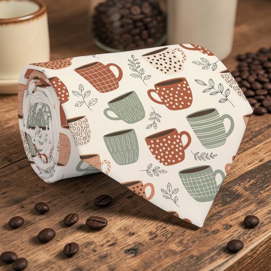 Coffee Latte Lovers Custom Necktie Krawatte
