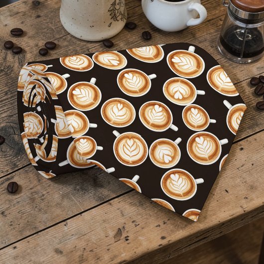 Coffee Latte Lovers Custom Necktie Krawatte