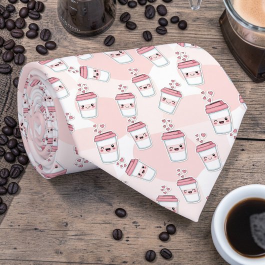 Coffee Latte Pink Custom Necktie Krawatte