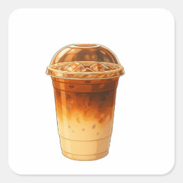 coffee latte quadratischer aufkleber