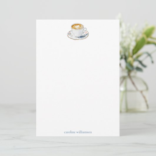 Coffee Latte Watercolor Personalized Stationery Mitteilungskarte (Stehend Vorderseite)