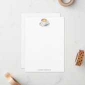 Coffee Latte Watercolor Personalized Stationery Mitteilungskarte (Vorderseite/Rückseite Beispiel)