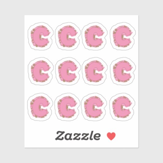 Coffee Letter C: Monogram Initial Sheet Aufkleber (Blatt)