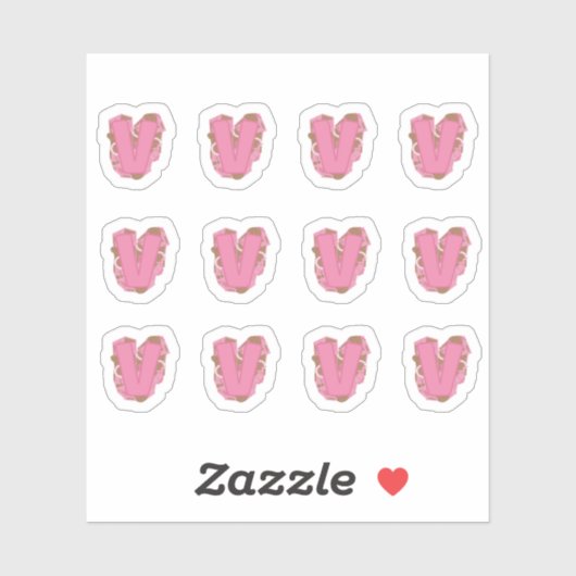 Coffee Letter V: Monogram Initial Sheet Aufkleber (Blatt)