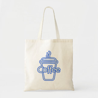 Coffee Lettering Blaue Umrandung Cafe Tasse Tragetasche