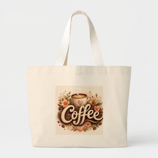 Coffee-Liebe Floral Jumbo Stoffbeutel (Vorne)