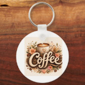 Coffee-Liebe Floral Schlüsselanhänger (Vorderseite)