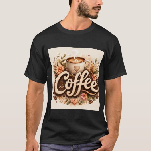 Coffee-Liebe Floral T-Shirt (Vorderseite)