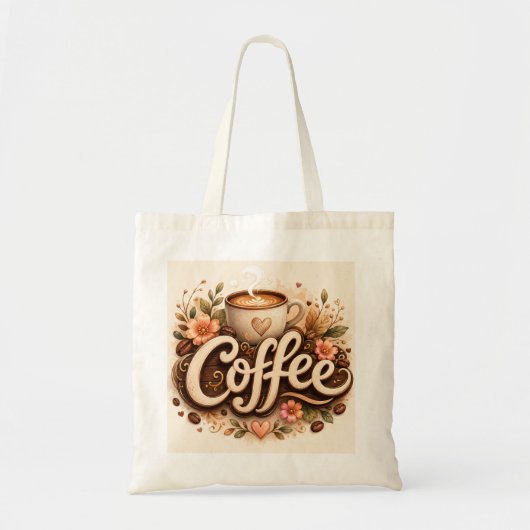 Coffee-Liebe Floral Tragetasche (Vorne)