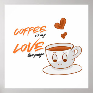 Coffee Liebe – Süße Kaffee-Illustration Café-Wand  Poster