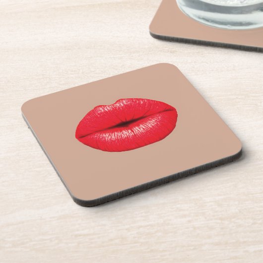 Coffee Lippen Küssen Pop Kunst Getränkeuntersetzer (Linke Seite)