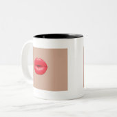 Coffee Lippen Küssen Pop Kunst Zweifarbige Tasse (Vorderseite Links)