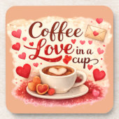 Coffee Love in a Cup Coffee Lover Valentine Brown  Getränkeuntersetzer (Vorderseite)
