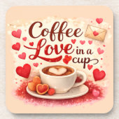 Coffee Love in a Cup Coffee Lovers Valentines Pink Getränkeuntersetzer (Vorderseite)