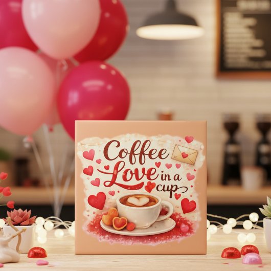 Coffee Love in a Cup Valentine Soft Brown Fliese