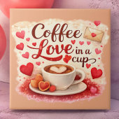 Coffee Love in a Cup Valentine Soft Brown Fliese