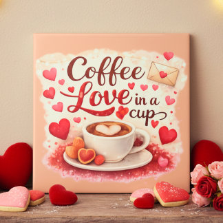 Coffee Love in a Cup Valentine Soft Brown Fliese