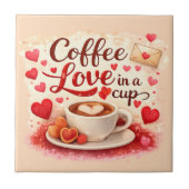 Coffee Love in a Cup Valentine Soft Pink Fliese (Vorderseite)