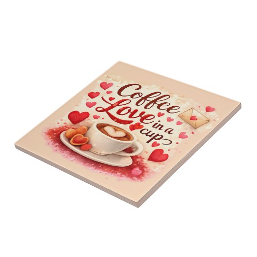 Coffee Love in a Cup Valentine Soft Pink Fliese (Seite)