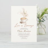 Coffee Love is Brewing Boho Brautparty Einladung (Stehend Vorderseite)