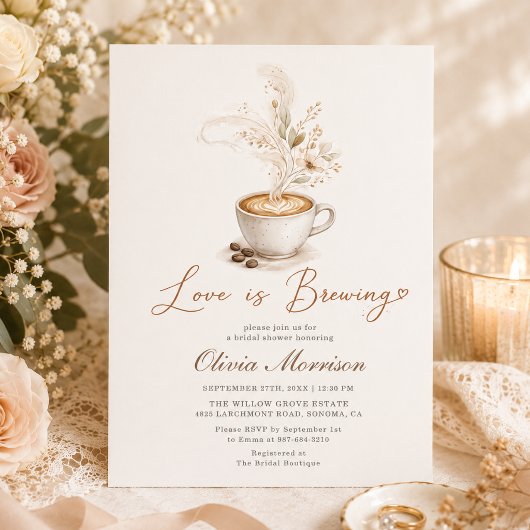 Coffee Love is Brewing Boho Brautparty Einladung