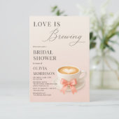 Coffee Love is Brewing QR-Code-Brautjunggesellinne Einladung (Stehend Vorderseite)