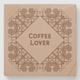 Coffee Lover Add Your Text Celtic Style Border Art Steinuntersetzer