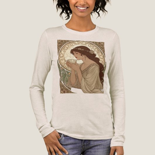 Coffee Lover Art Nouveau in the Style of Mucha Tri-Blend Shirt (Vorderseite)
