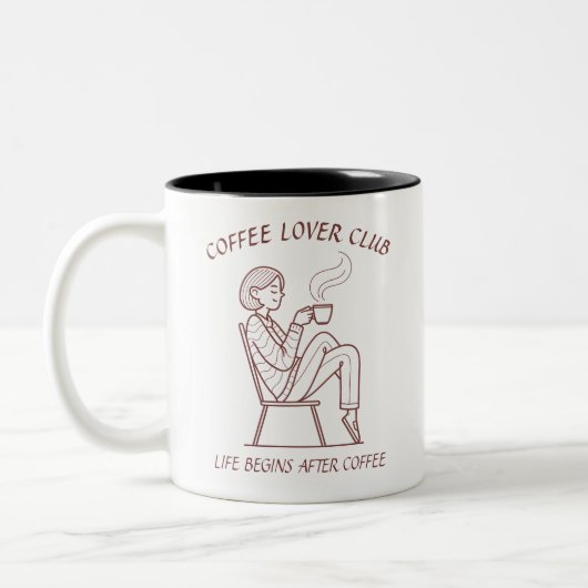 Coffee Lover Club: Life Begins After Coffee Zweifarbige Tasse (Links)