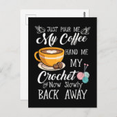Coffee Lover Crochet Lady Crocheting Garn Spaß Postkarte (Vorne/Hinten)
