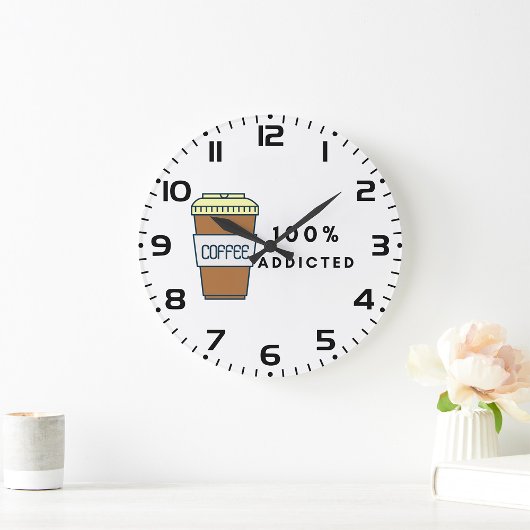 Coffee Lover Design 100% Koffein zugesetzt Große Wanduhr