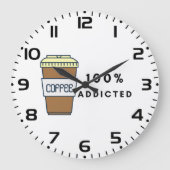 Coffee Lover Design 100% Koffein zugesetzt Große Wanduhr (Vorderseite)