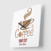 Coffee Lover Design – Minimal Coffee Cup Graphic Quadratische Wanduhr (Winkel)